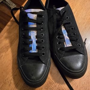 Custom Iridescent Converse black Chuck Taylor's